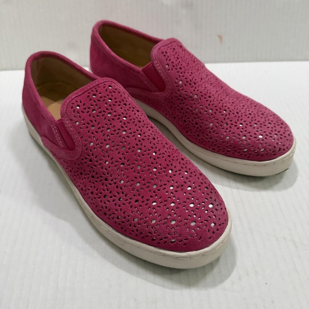Jack Rogers Shoes Womens 7.5 Pink Suede Perforated Slip On Comfort Sneakers